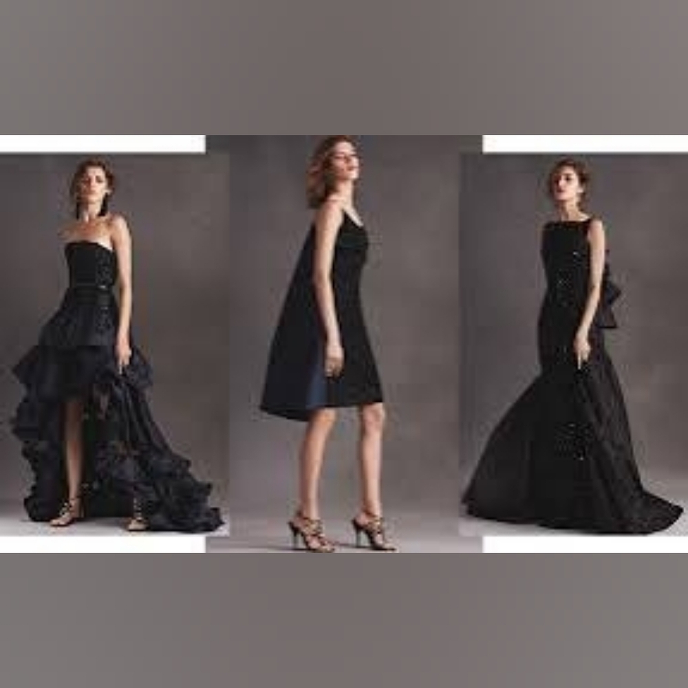 $5,900 NEW OSCAR DE LA RENTA NAVY BLUE BEADED CAPE BACK DRESS US 16